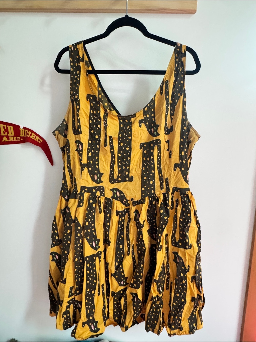 Nooworks Yellow & Black Printed Sleeveless Mini Dress